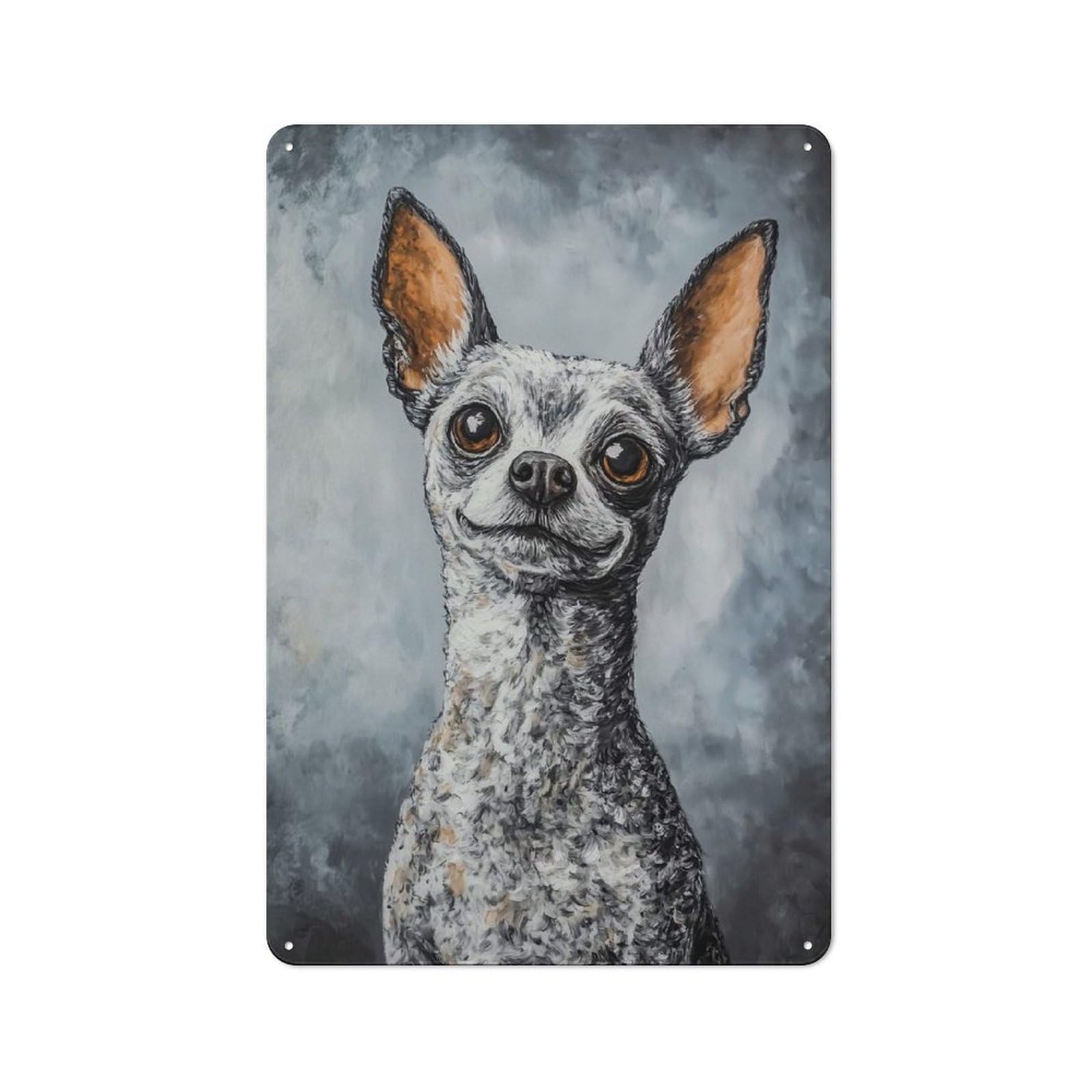 Junmoney Style-19 Metal Wall Sign 30X20cm Featuring Chihuahua Portrait For Pub Or Café, Housewarming Wall Decor For People Furnishing Pub And Café