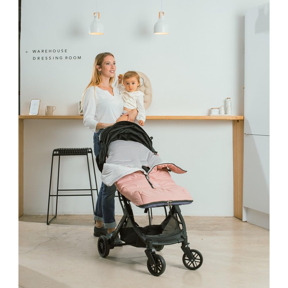 Sacco Passeggino Invernale Universale Interbaby | Copri Passeggino Universale Morbida | Sacco Termico per Ovetto Rimovibile, Doppia Apertura, Facile da Lavare, Materiali Anallergici, Rosa
