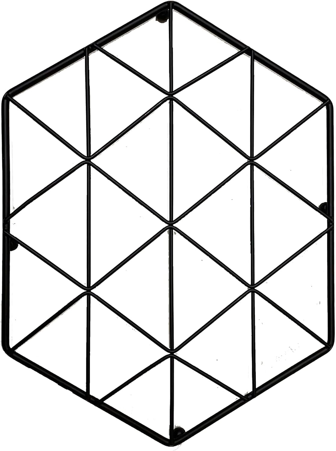 AAMEN Geometric Accent Black Trivet Protects Tables with Metal Feet - Kitchen Accessory, Trivet Stand for Dining Table Protector, For Hot Pot Trays