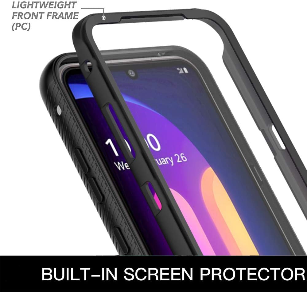 ONOLA Designed for V60 ThinQ 5G Case,Three Defense Built-in Screen Protector Crystal Clear Full Body Fit Cover for LG V60 ThinQ Phone (Black)