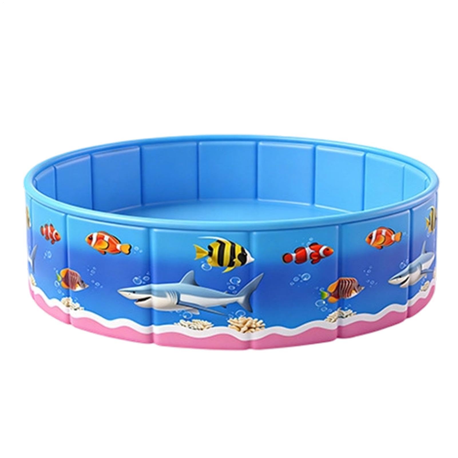 Piscina Esterna Vasca Rigida e Rotonda con Stampa a Tema Mare | Vasca con Stampa Cane Cartone Animato Senza Gonfiaggio Per Terrazza Giardino Acquatico