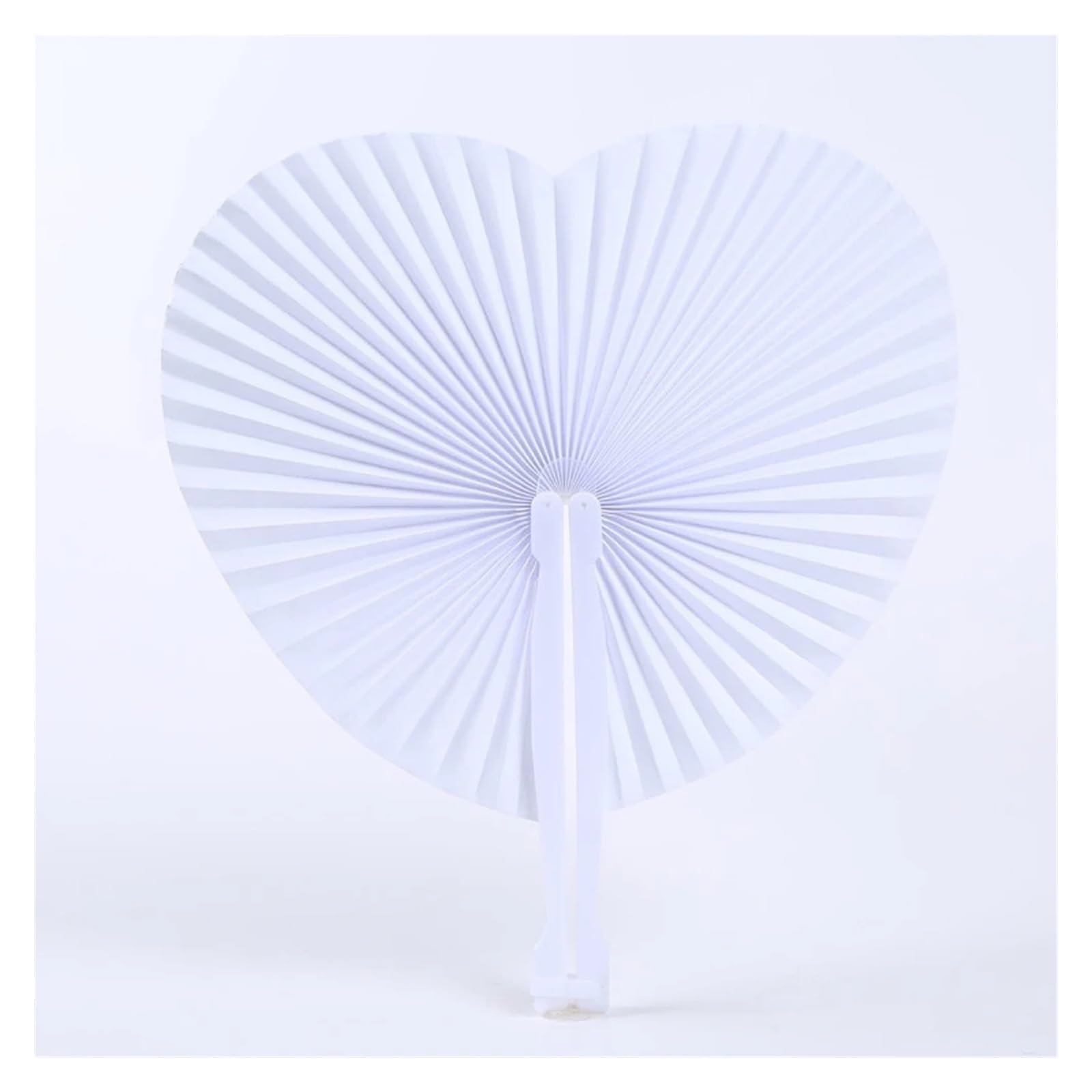 Handfächer aus Papier, Weißer herzförmiger Faltbarer Handfächer, DIY-Party, Hochzeit, Packung mit 10–60 Stück(Round,60pcs)