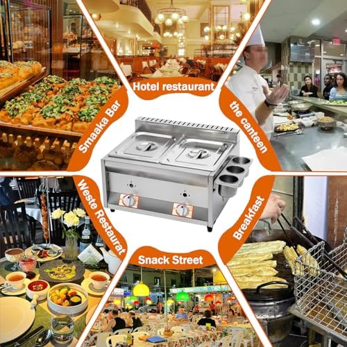 Commercial Twin-Basket Gas Fryer - Stainless Steel LPG Deep Fryer for Restaurants - Perfect for Fries, Donuts, Fish & More (Double Frying Capability)