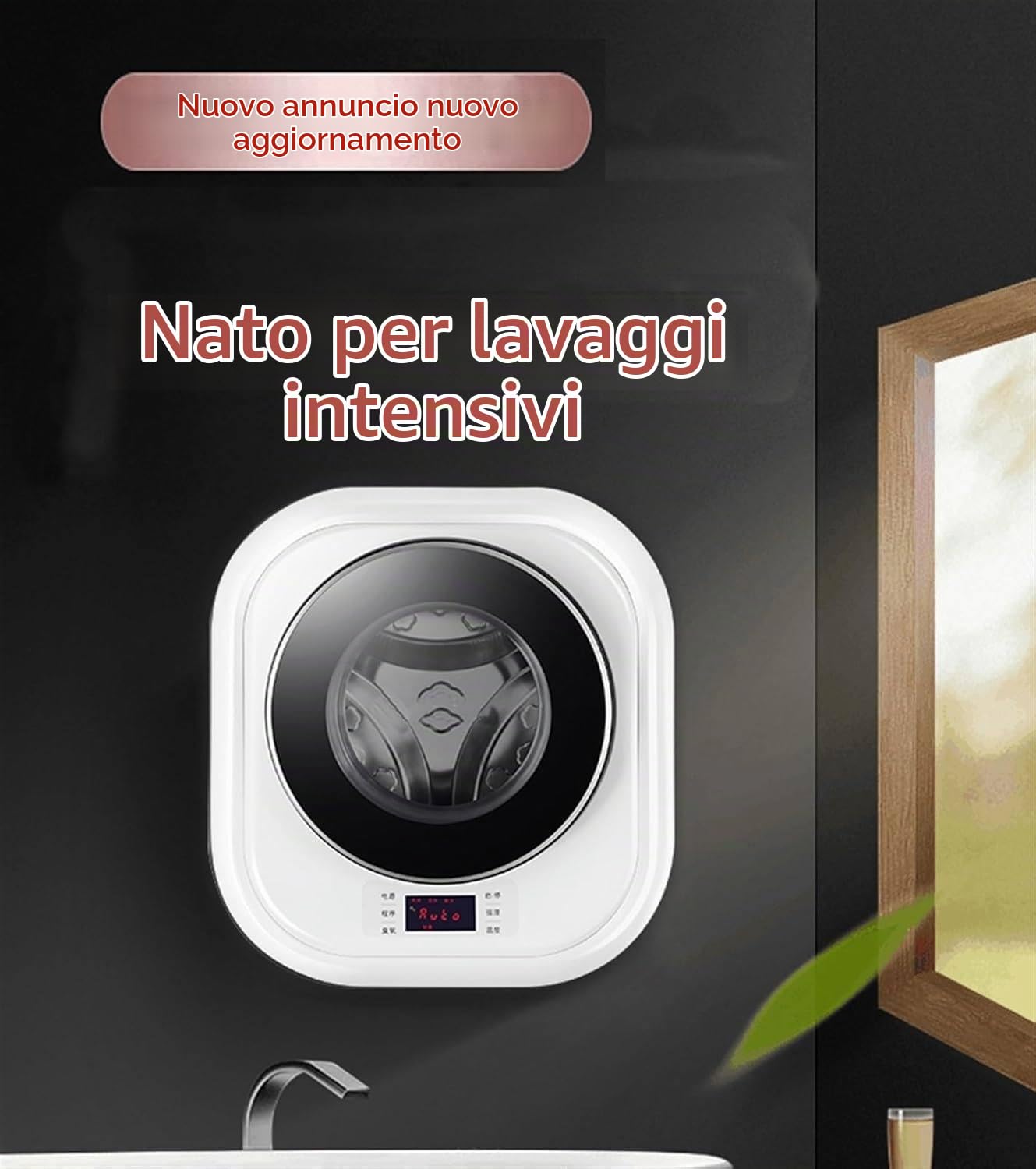 Lavatrice a Muro, Mini Lavatrice e Centrifuga Automatica da 3Kg, Lavatrice Compatta Elettrica a Parete, Mini Asciugatrice for Bagno Cucina