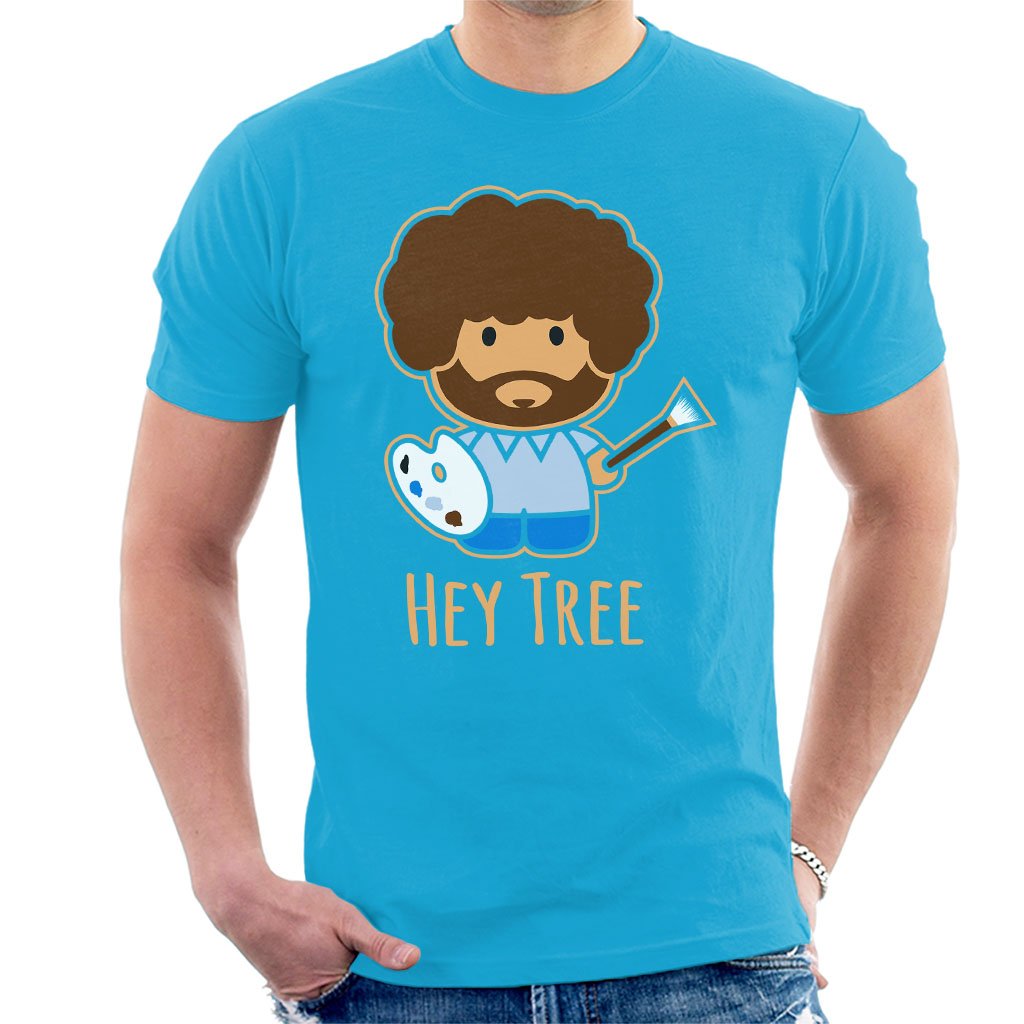 Cloud City 7 Men's Sapphire Bob Ross Painting Hey Tree T-Shirt Extra Large