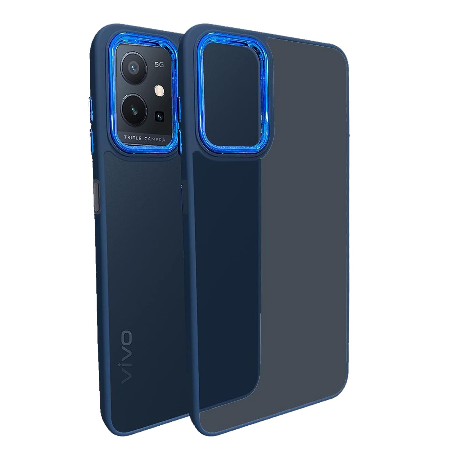A rtistque Frosted Translucent Back Cover Case for Vivo T1 5G / Y75 5G / iQOO Z6 5G | Electroplated Chrome Ring | Raised Camera Edges for Protection | Smooth Sides TPU - Blue (B0BY2DKNW1) Amazon Price History, Amazon Price Tracker