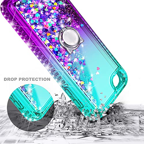 Ngb Ipod Touch 7 Case, Ipod Touch 6/5 Case With Hd Screen Protector And Ring Holder For Girls Women Kids, Glitter Liquid Cute Case For Apple Ipod Touch 7Th/6Th/5Th Generation (Aqua/Purple) #TOP3