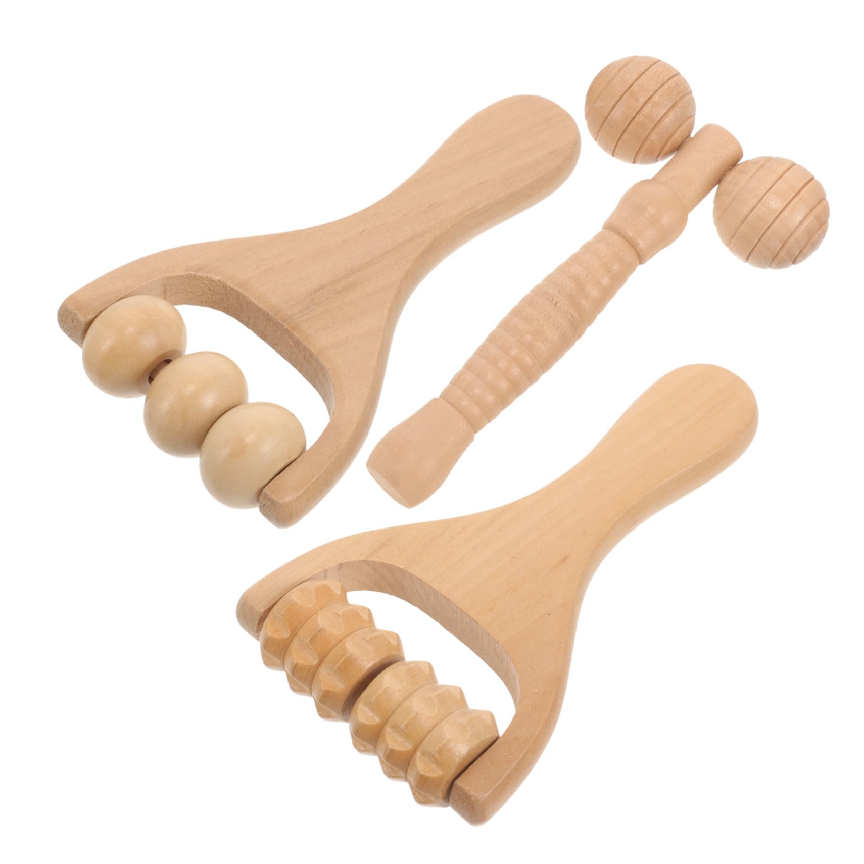 BCOATH Ergonomic Wooden Massage Roller Multi-use Massager for Neck Shoulder Foot Back Reflexology Tool for Daily Relief