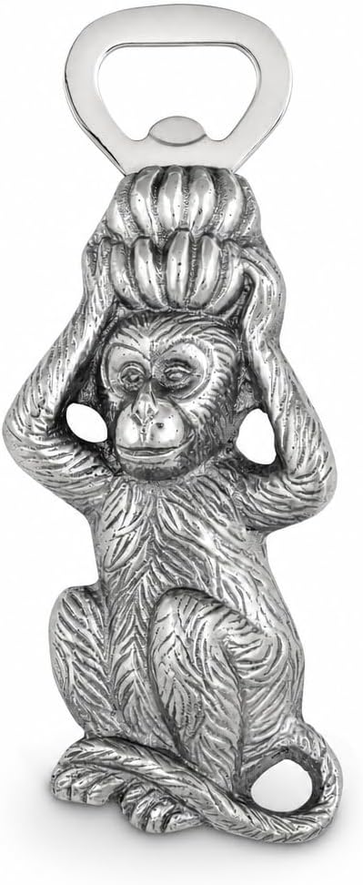 Arthur Court Monkey Bottle Opener - Safari Collection Aluminum Bar Tool - Unique 6 Inch Decorative Bottle Opener