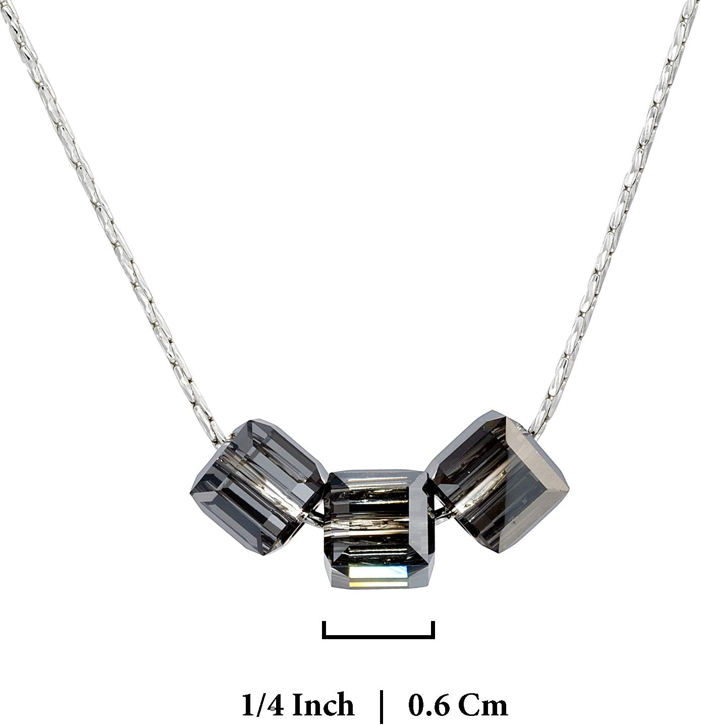 Stera Jewelry Sterling Silver Choice of Colors Necklace Made with Original Swarovski Cube Crystals