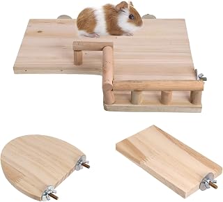 3PCS Set Chinchilla Cage Accessories Hamster Accessories Wood Platform Dwarf Hamster Cage Board Sturdy Standing and Jumping Board for Rat Cage Parrot Cage