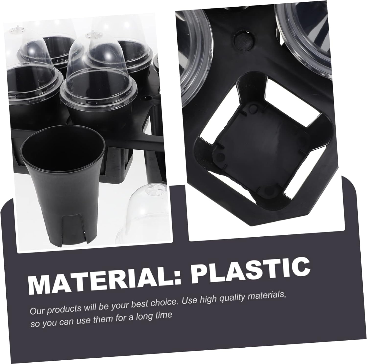 POPETPOP Round Humidity Dome Nursery Pots with Base Stuffy Planting Planter for Indoor Gardening Plastic Flower Plant Pots for Succulents and Cactus