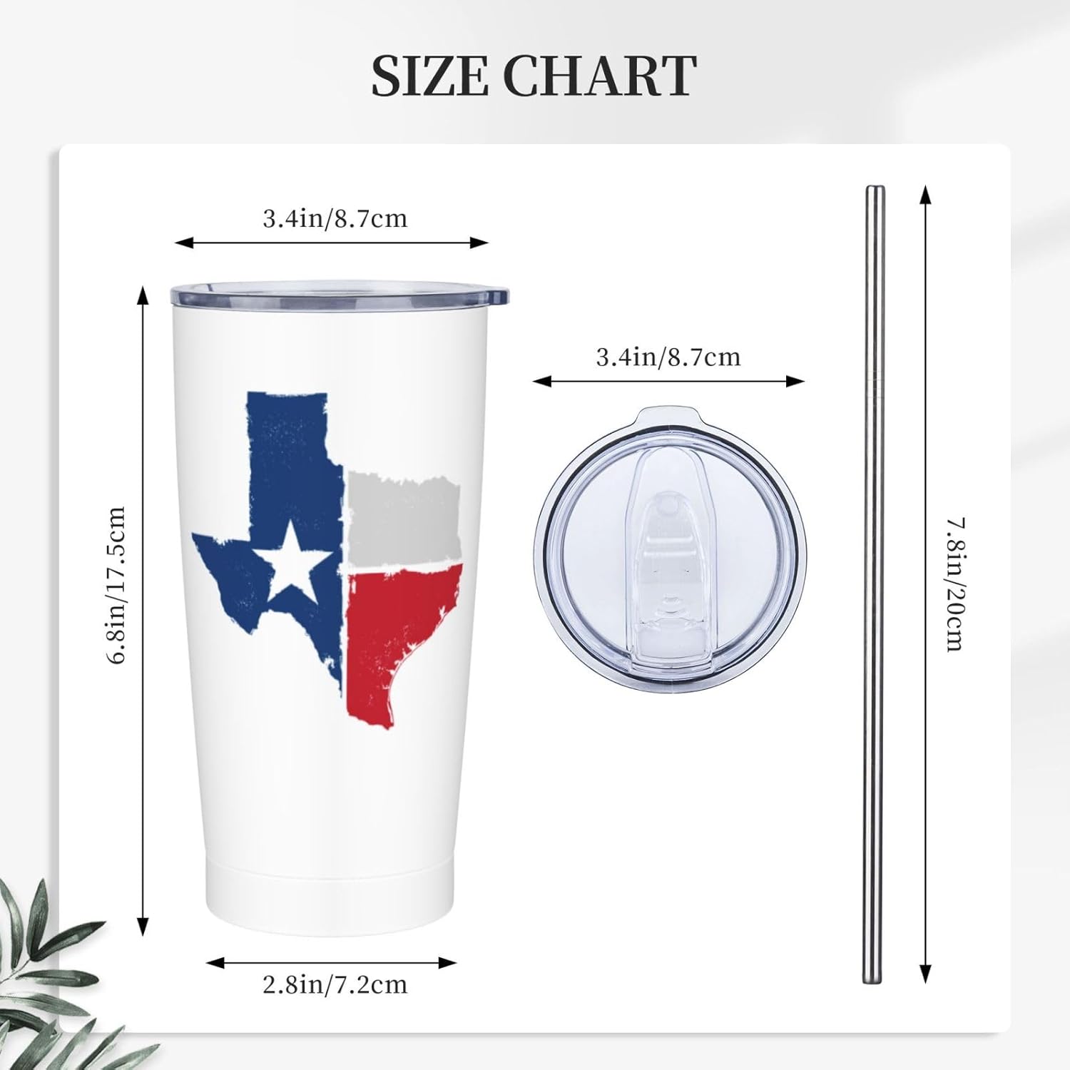 Worltoldb Texas 20oz Insulated Stainless Steel Tumbler With Lids And Straws Stainless Steel Double Wall Vacuum Insulated Travel Coffee Mug Leak-Proof Lid & Flip Lid For Hot And Cold Drinks - Image 3