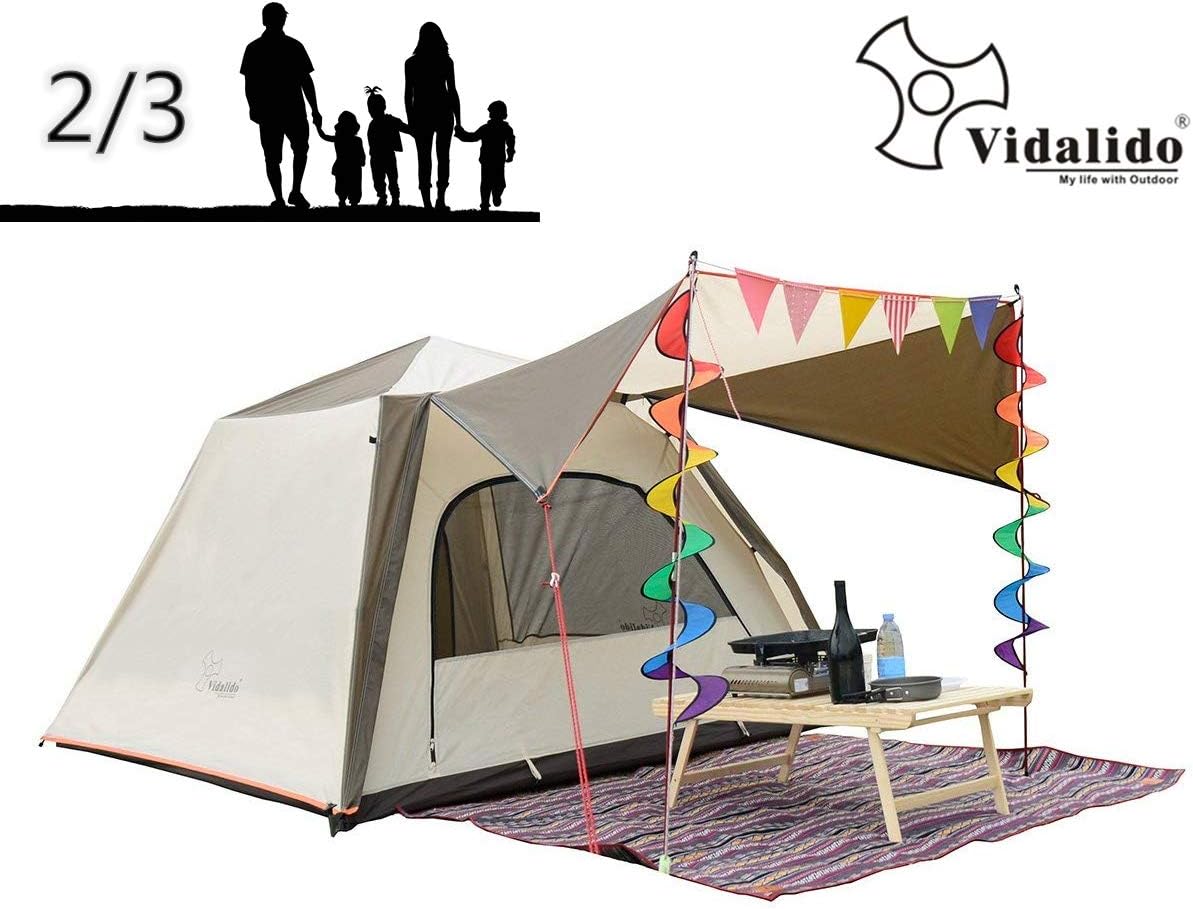 6.5'x6.5'x4.3'Square Double Door Curtain 2-3 Person Family Outdoor Camping Tent 4 Season Double Layers Waterproof Anti-UV Windproof Tents