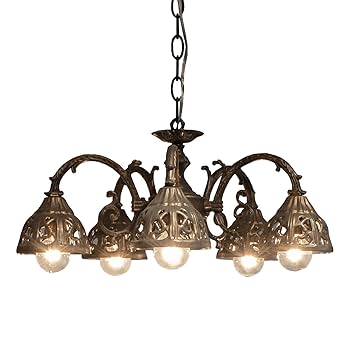 引取歓迎）アンティークシャンデリア アンティーク調アイアンシャンデリア 5灯(φ460×H240mm) | EL JEWEL