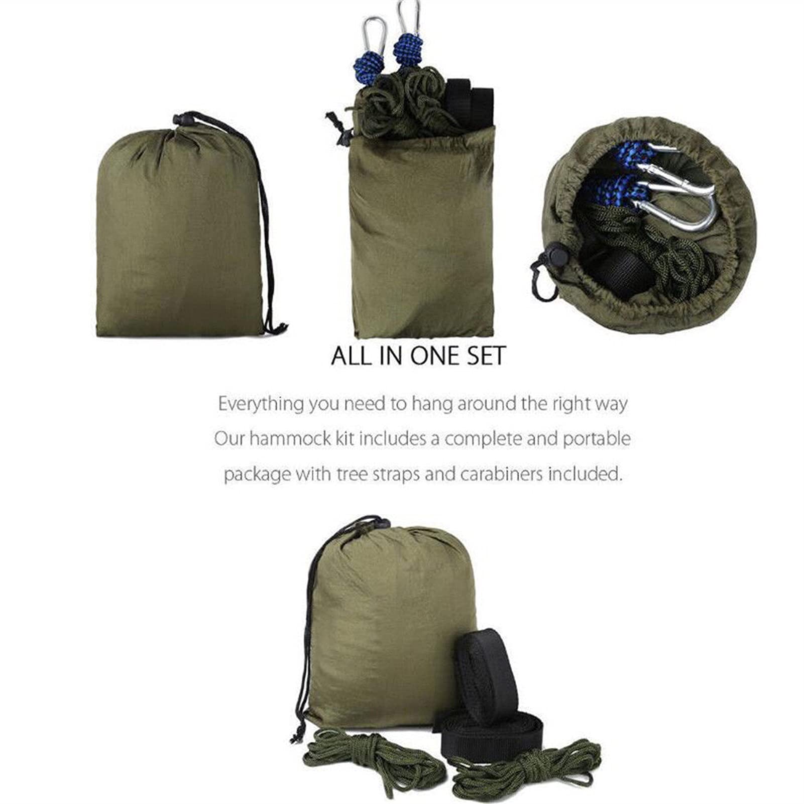Altalene Amaca da campeggio ultraleggero con rete, Beach Swing Bed Hammock for zaino all'aperto sopravvivenza o viaggi Arrampicate e altalene (Color : Army Green)