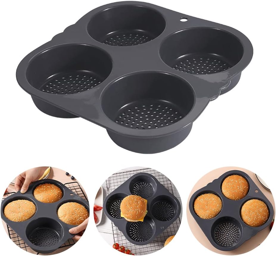 DEWSIL Hamburger Bun Pan, Silicone Hamburger Bun Pans for