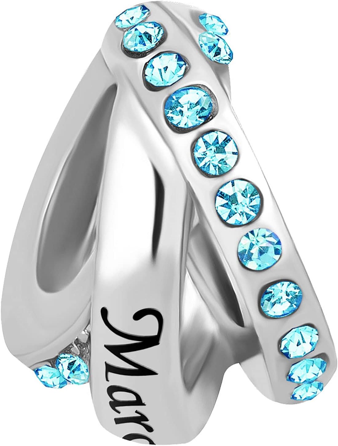 Birthstones Three Laps Rings Charms fit Pandora Charm Bracelets Birthday Anniversary Jewelry Gift for Women Daughter Wife Sister Friendship - Image 2