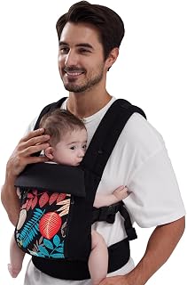 Baby Carrier Newborn to Toddler-Ergonomic,Ideal for Hands-Free Parenting, Enhanced Lumbar Support,Adjustable Soft Infant Carrier with Foldable Neck Support Pod, for Baby (Black Leaf-1)