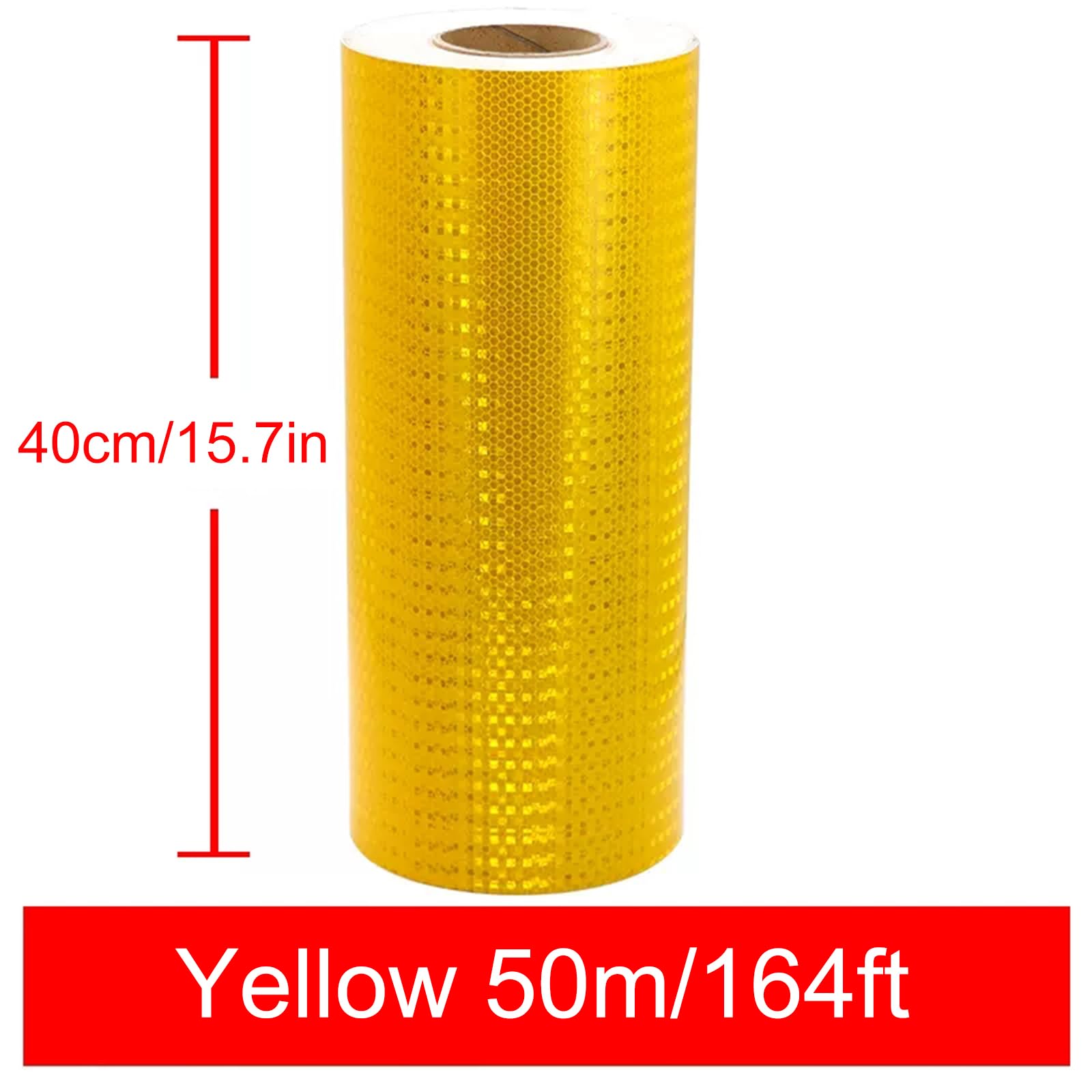 Cinta de señalización de peligro, Cinta Reflectante Multicolor 40cm Ancho 1m 10m 50m(Yellow,50m)