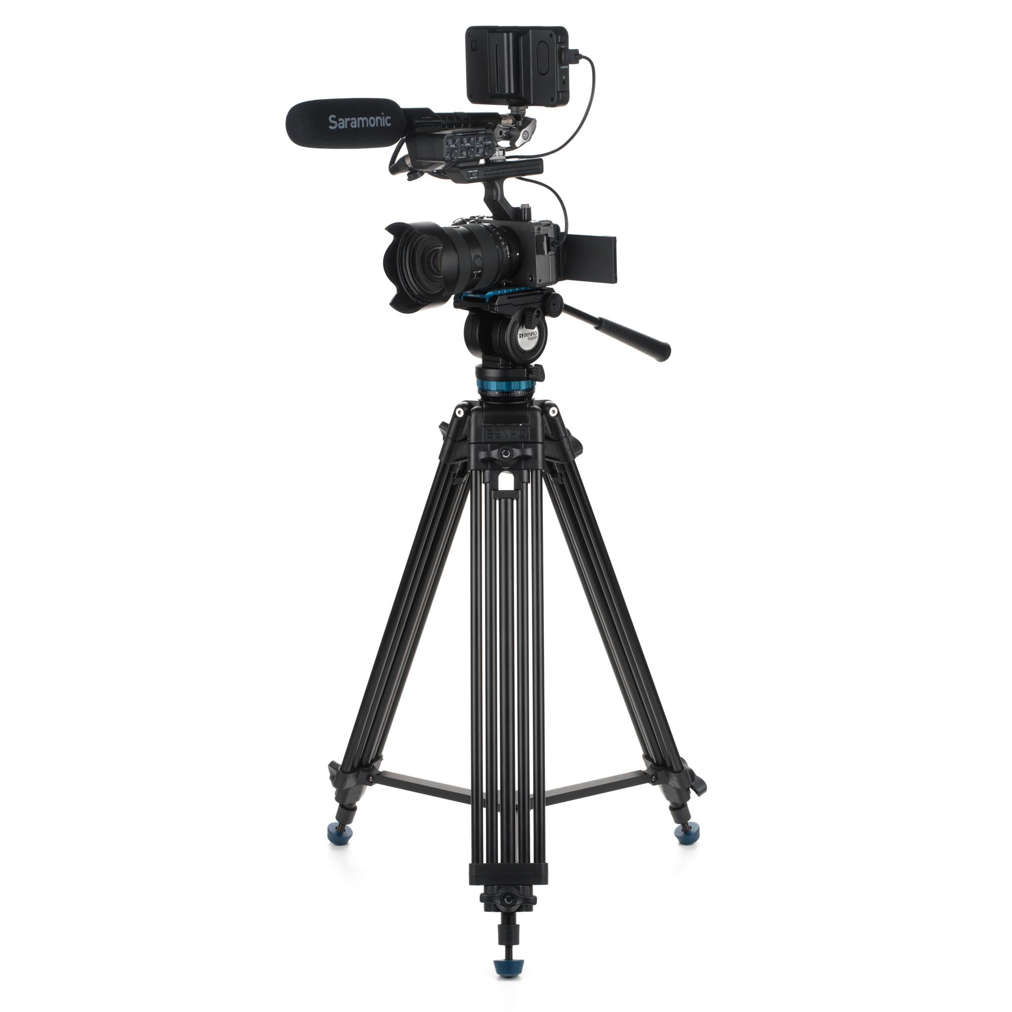 KH25PC - Treppiede video con testa, carico utile di 15 libbre, trascinamento continuo della panoramica, piastra per fotocamera anti-rotazione (KH25PC)