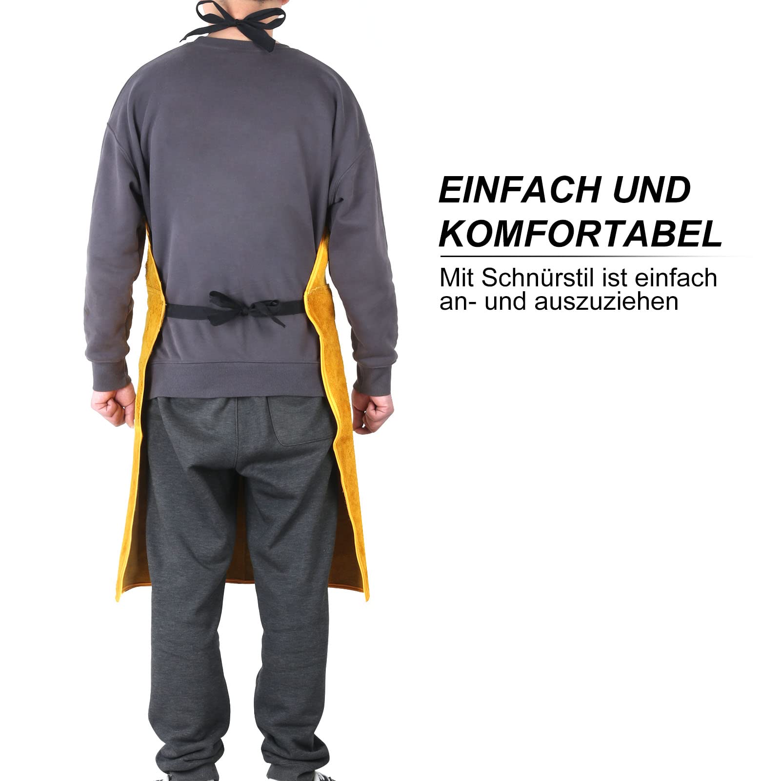 Youyijia Schweißerschürze Flammhemmende 60 x 90 cm Arbeitskleidung | lederschürze schweißerschürze aus Kuhspaltleder Hitzebeständig Spaltleder Latzschürze Verstellbare Schutzkleidung