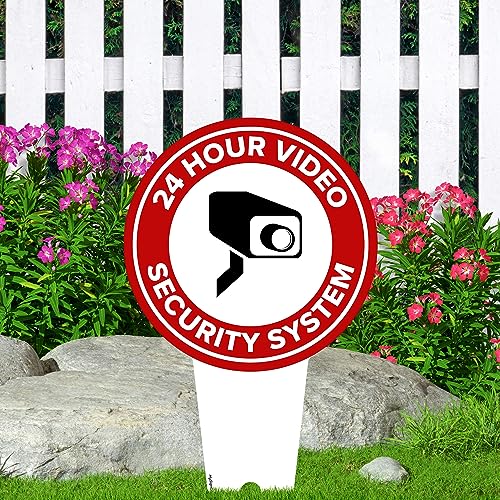 Image of 24 Hour, Video Security System Sign, 9x17, Heavy Duty Integrated Ground Stakes, Indoor /Outdoor Use, Rust Free Aluminum Composite, Made in USA by My Sign center
