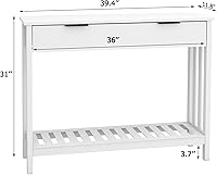 Vista 2 de TaoHFE White Narrow Console Table with Storage Modern Wood Entryway Table with Drawer Hallway Table Sofa Tables for Living Room, Entrance Tables for