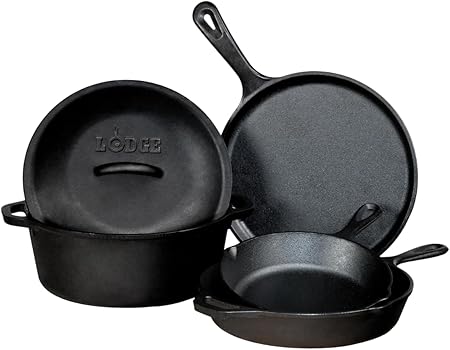 Lodge Cast Iron Set - 5-Piece Set - Pre-Seasoned Kitchen
