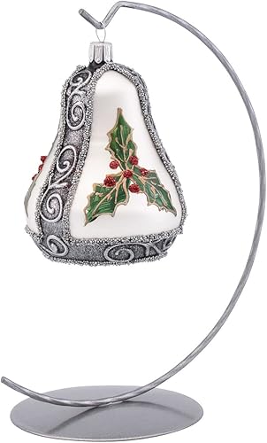 Miniatura 3 de Adorno de campana de Navidad de vidrio soplado de 4 pulgadas (hoja de muérdago)