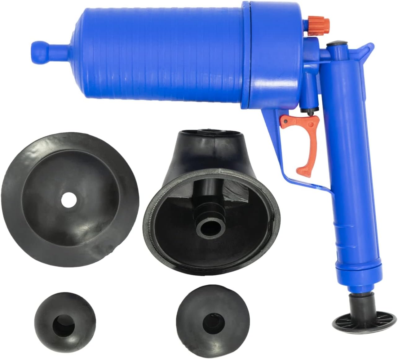 Compressed air pipe cleaner including 4 rubber adapters, pipe cleaning by pressure cleaner, drain cleaner for free drain, drain cleaner, pipe grenade, pipe cleaning machine, drain pump