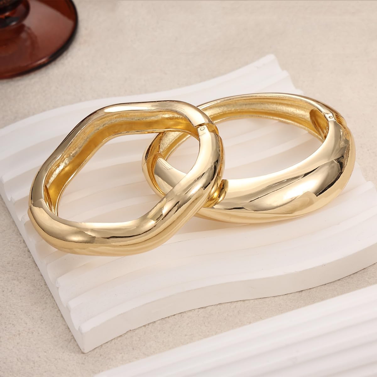 Chunky Gold Bangle Bracelets for Women Trendy Stack Cuff Bracelet Irregular Statement Fashion Minimalist Jewelry Gift Accessories - Image 4