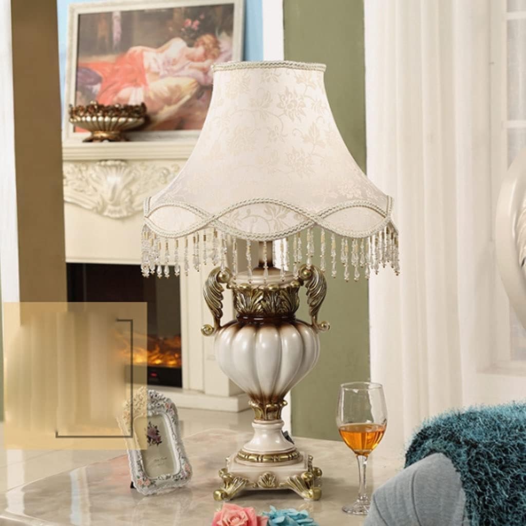 Lampada da Tavolo Lampade Luce Comodino Stile Lussuoso Resina Tessuto Paralume Comodino per Soggiorno Camera da Letto Scrivania (Colore: