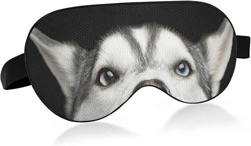 ALAZA Head of Peeking - Máscara divertida para dormir con perro husky siberiano para mujeres y hombres, máscara de ojos divertida para dormir con