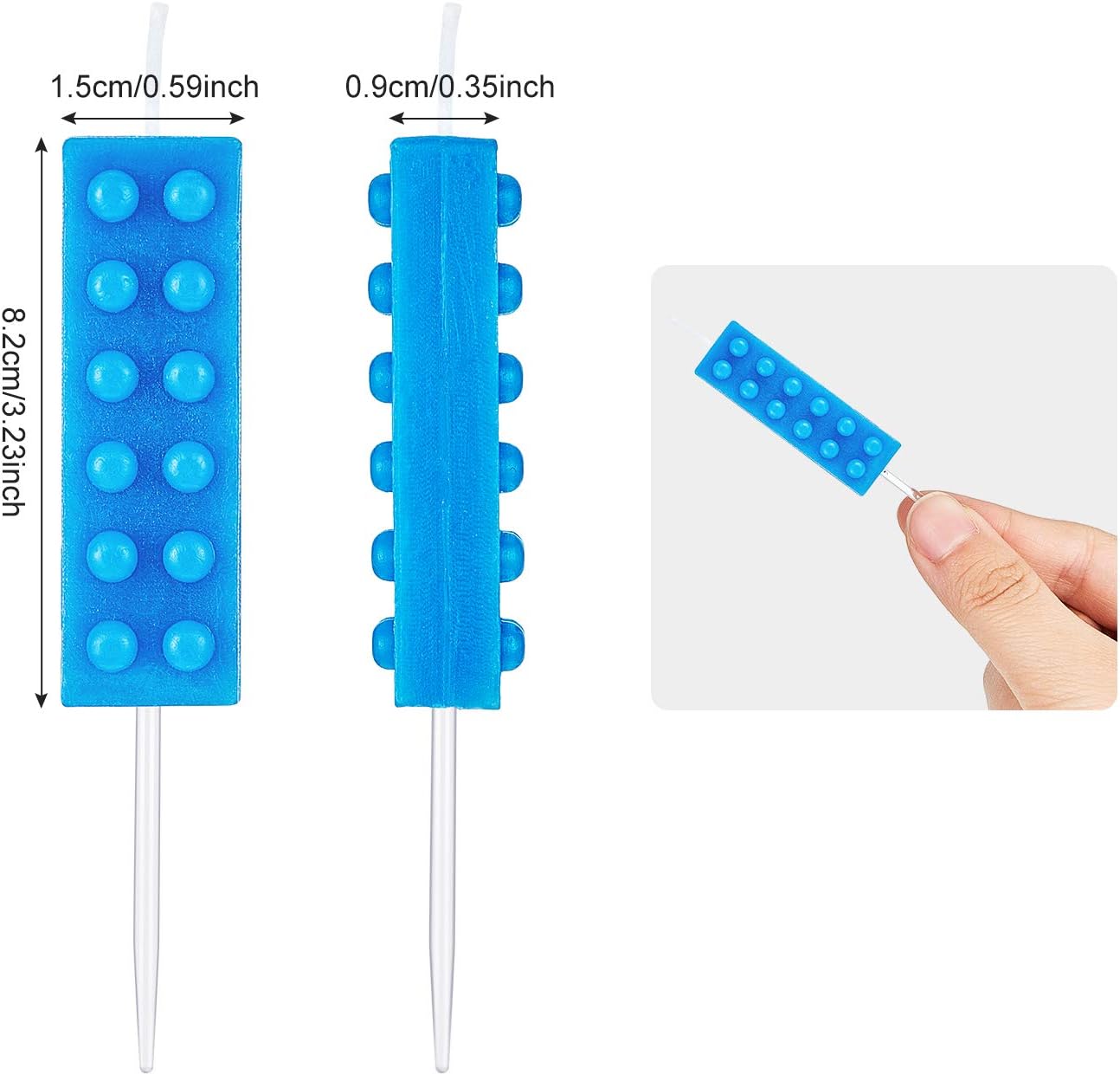 BBTO 16 Pcs Building Block Candles Brick Birthday Cake Candles Topper Sparkler Novelty Decor Building Block Construction Party Themed Decoration Favor for Birthday Baby Shower Summer Party Supplies