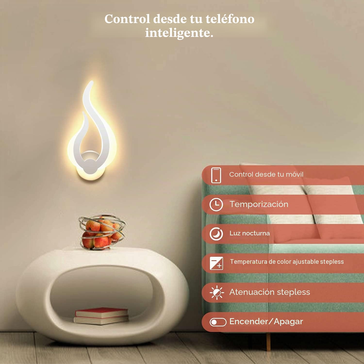 Lightess 2 Piezas Apliques de Pared LED Regulable Inteligente 2.4G Lámpara de Pared Control de Aplicaciones y Control Remoto Luz Interior Moderna Brillo Ajustable para Sala, Escalera, (2700K-6500K) | Luz de Pared 2.4G, 2700K-6500K Brillo Ajustable, Contro