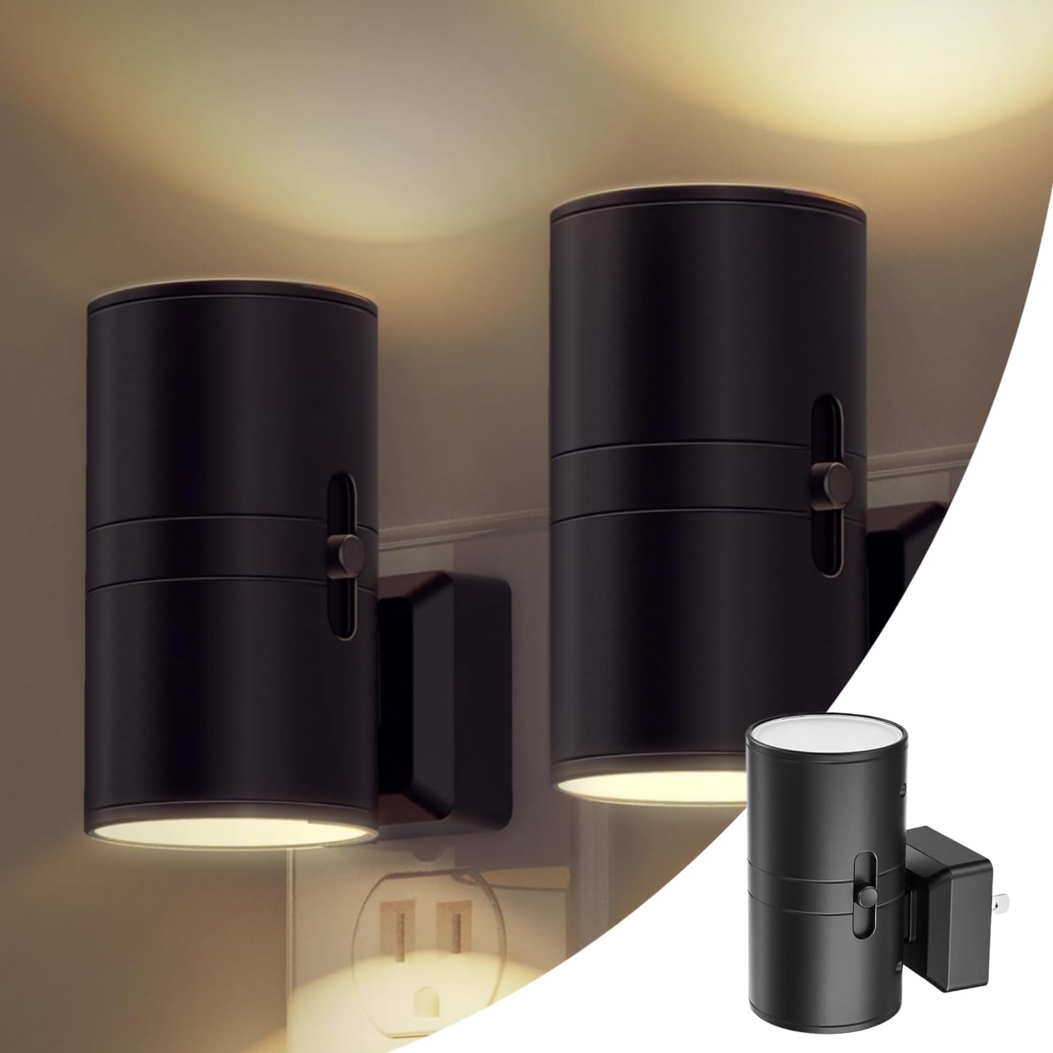 Pfhhudcv Light/White Led Night Plug In, Modern Night S Plug Into Wall, Dusk To Dawn Sensor, Soft 0-100Lm Adjustable Brightness, Dimmable Night S For Hallway Bedroom Stairway