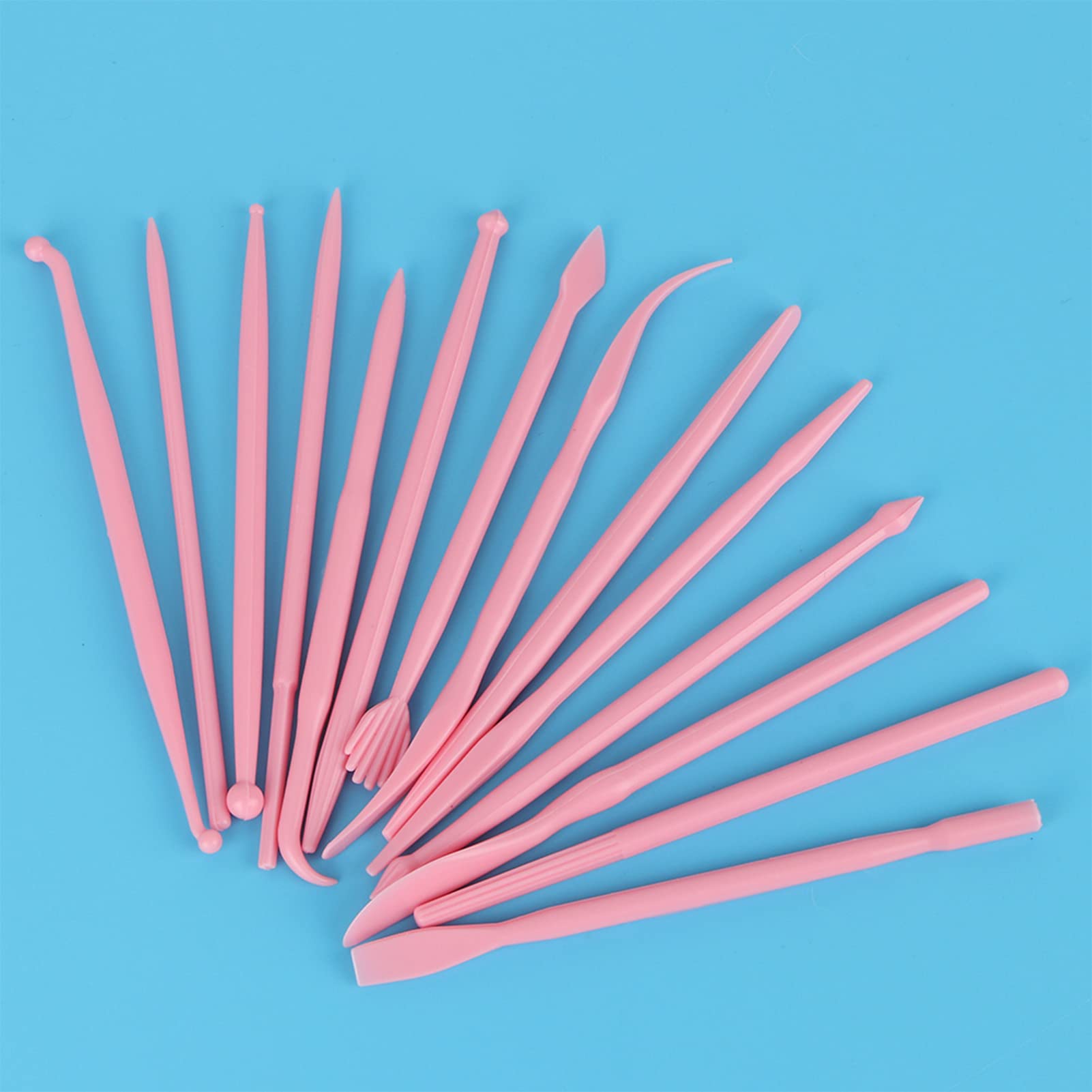 14Pcs Plastic Clay Sculpting Set – Sturdy Pottery Shaper Tools – Compact Polymer Modeling Hand Tool Set for All Kinds of Shapes - Yellow (Rosy)