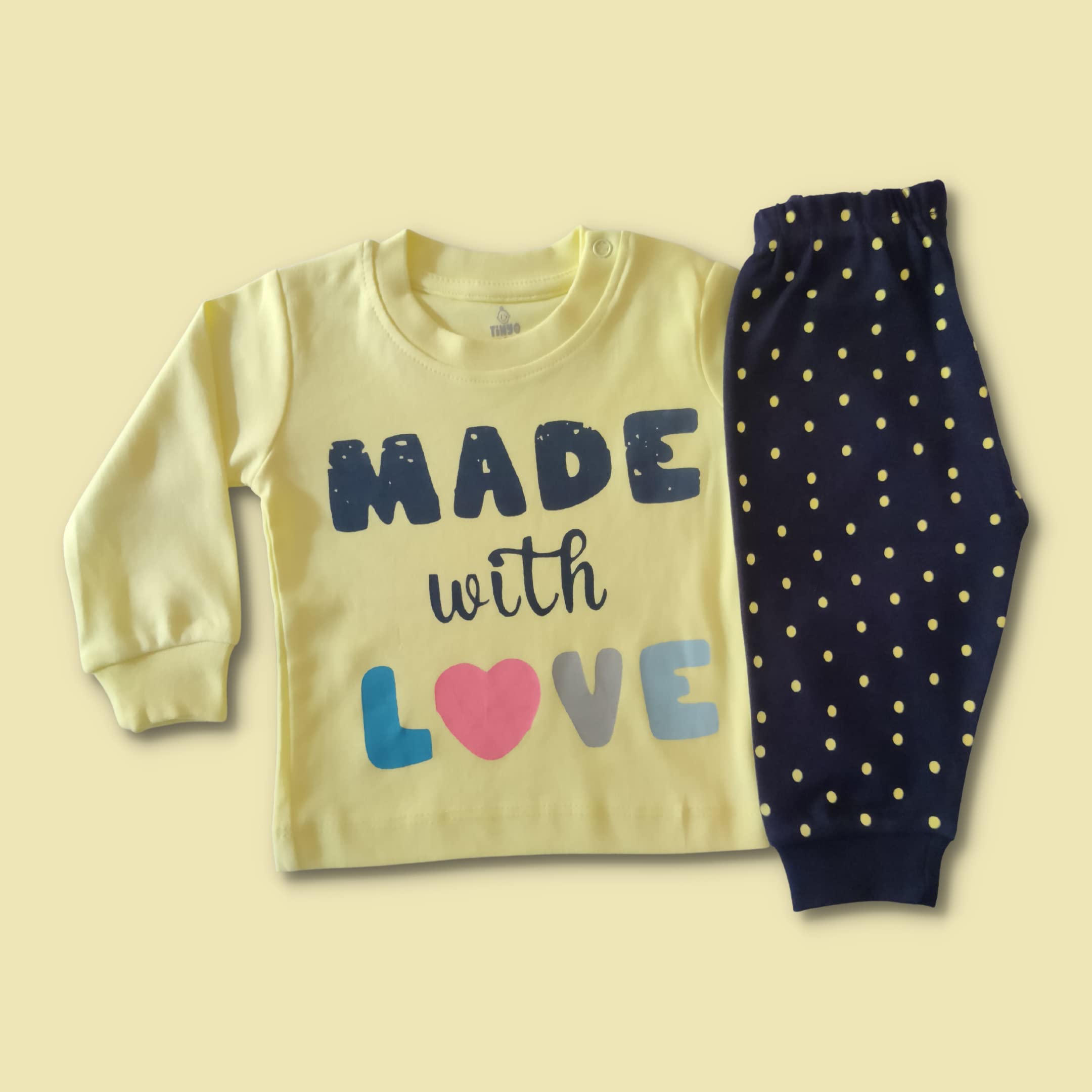 New Born Baby Multi-Color Long Sleeves Cotton Baby Suit for Boys and Girls (Lemon, 18-24 Months)