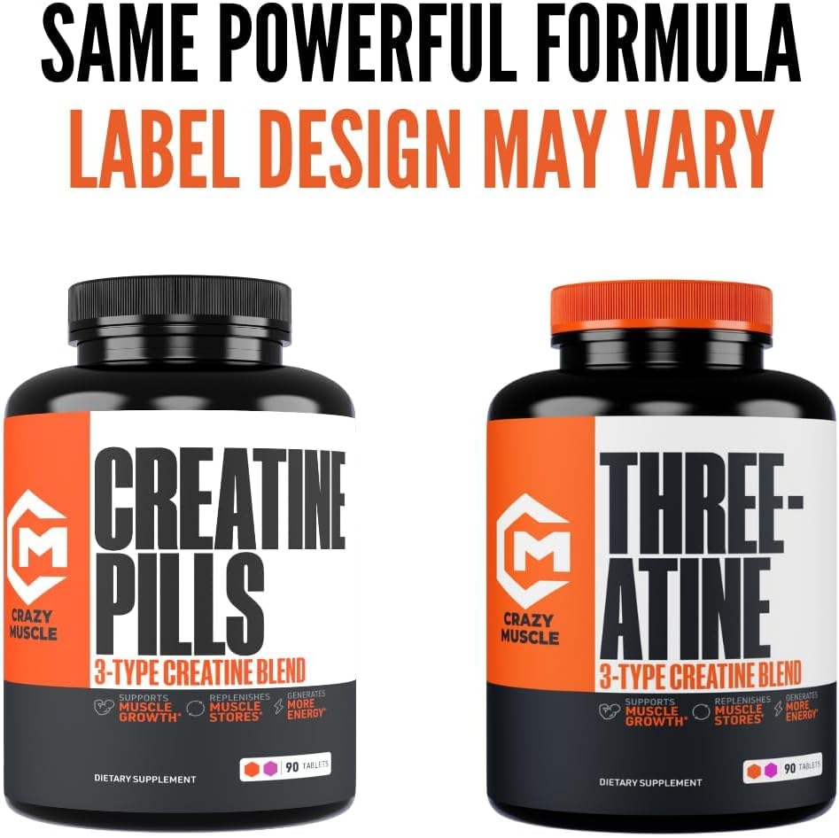 Crazy Muscle, Creatine Pills, 5G 3X Pure Creatine Monohydrat...