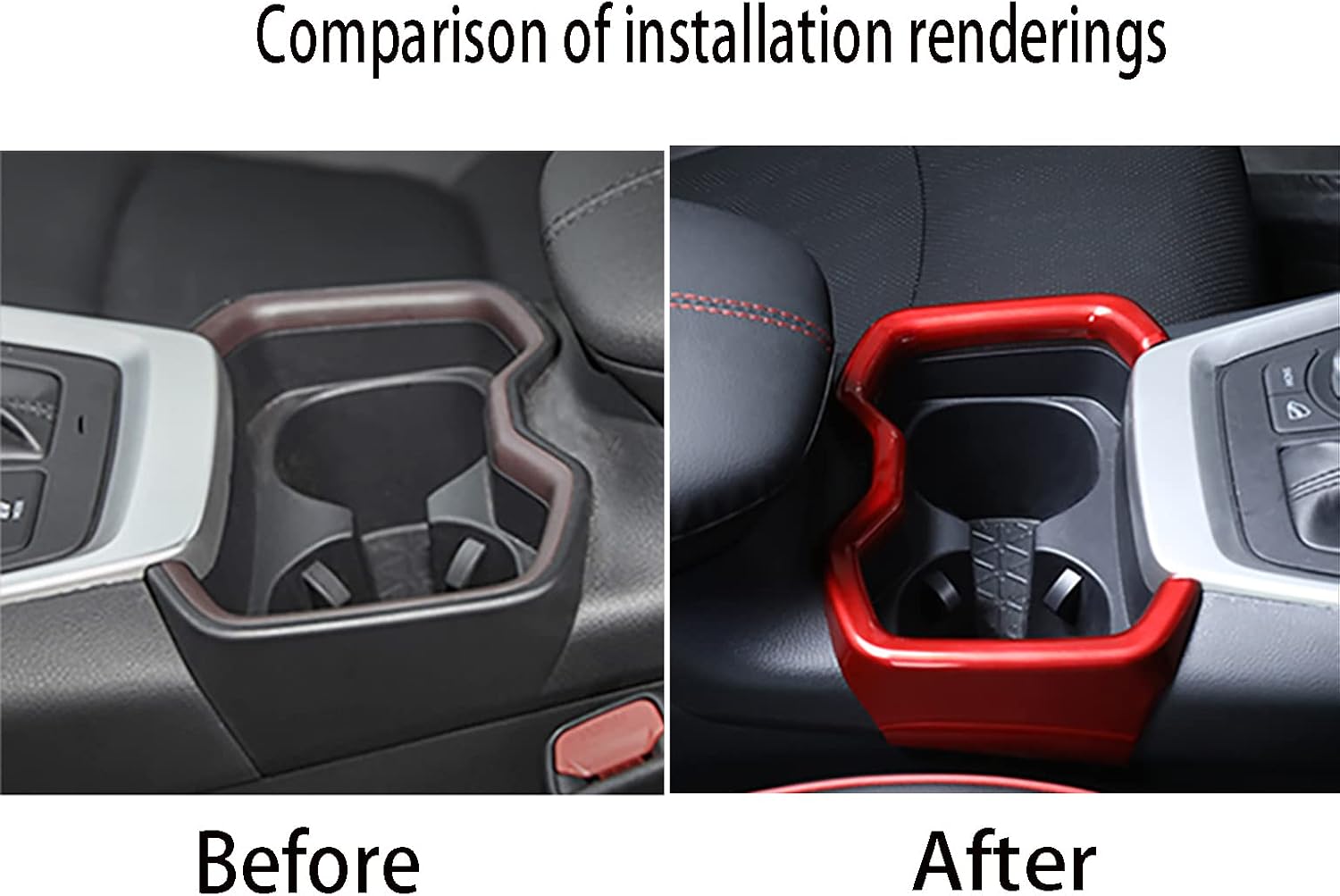 2019 2020 2021 2022 2023 2024 2025 for Toyota RAV4 Car Accessories Interior Center Console Water Cup Holder Frame Cover Trim （ Red ） ABS 1pc