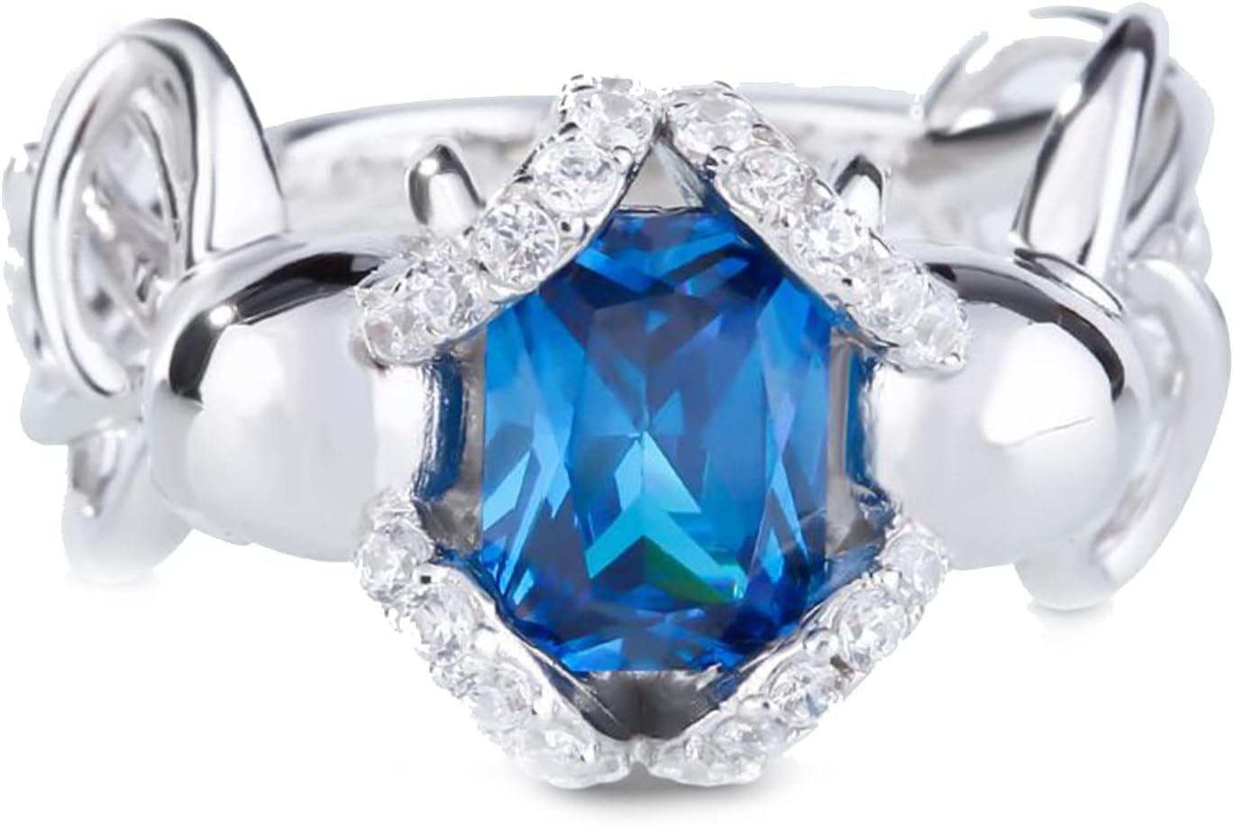 Jeulia 3 Carat Octopus Eternity Ring 925 Sterling Silver Radiant Cut Engagement Ring Cubic Zirconia Wedding Band Rings Promise Anniversary Romantic Jewerly Gift