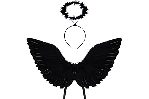 Doxrmuru Angel Costume Wings and Halo Angel Feather Wings for Kids Girls Halloween Cosplay
