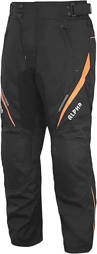 Miniatura 5 de Pantalones de motociclista para hombre, todas las estaciones, cubre pantalón con blindaje impermeable y certificación CE, Enduro (naranja, cintura