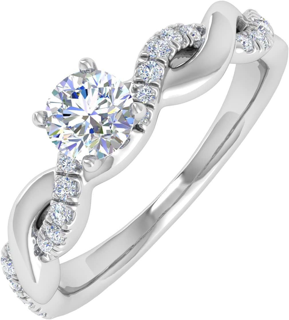0.47 Carat Diamond Twisted Engagement Ring in 14K Gold