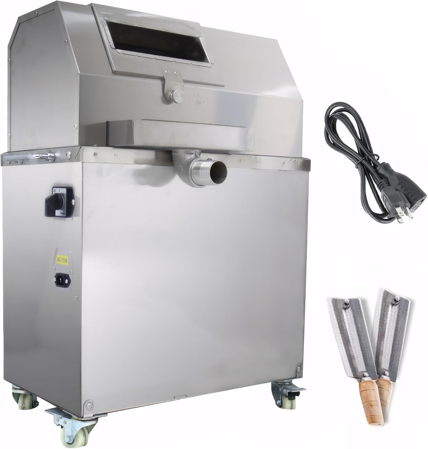 INTSUPERMAI 1500W Sugarcane Juicer Machine, Sugar Cane Crusher, 1300Lbs/H Max Capacity, 110V Commercial Electric Sugarcane Juicer with Enlarge Rectangle Feed Inlet, Stainless Steel Sugar Cane Press