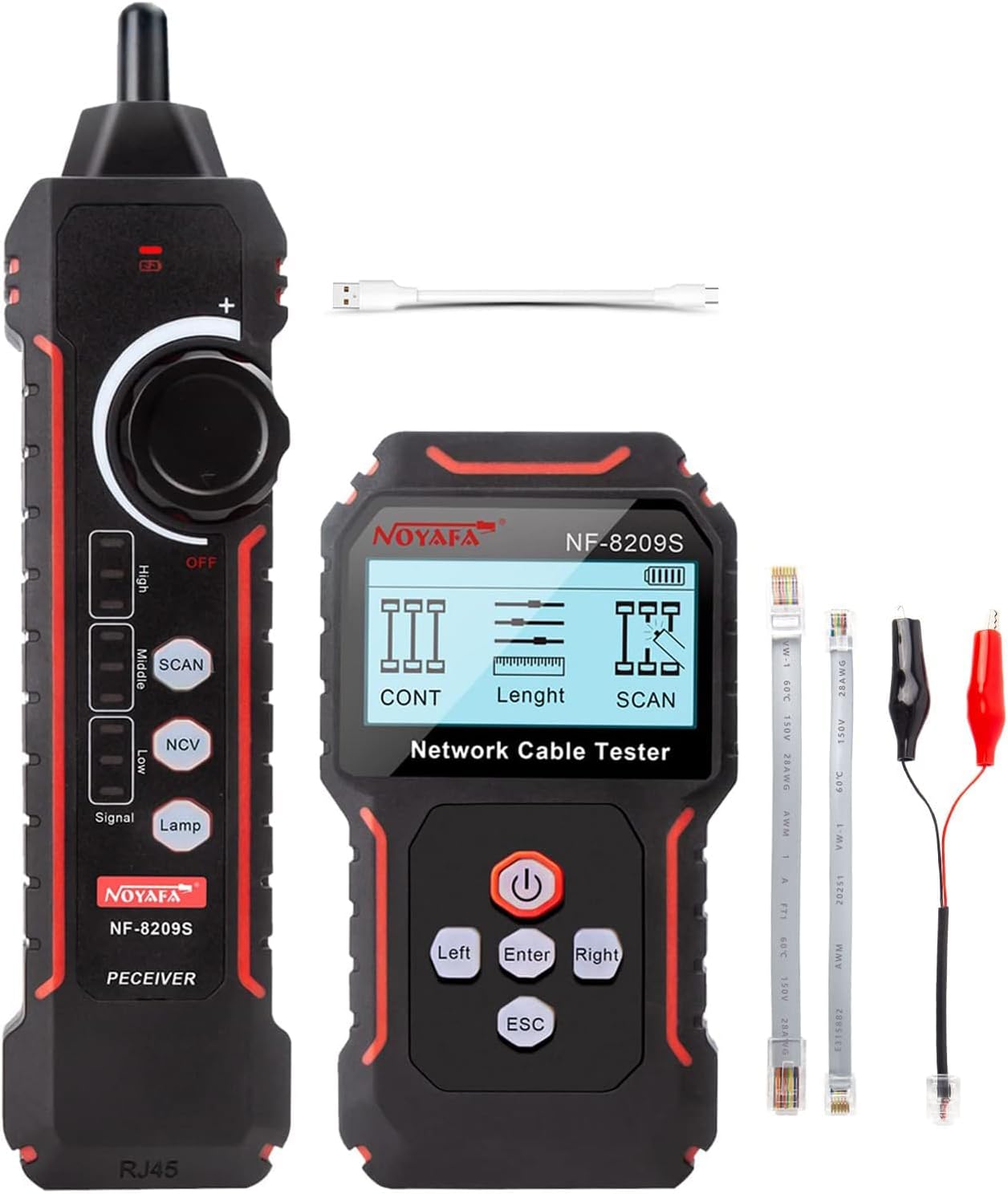 NOYAFA NF‑8209S Network Cable Tester – Upgrade Ethernet Cable Tester with PoE Detection, NCV Voltage Test, Cable Length Measurement, Port Flashing & Anti-Interference Scan Modes