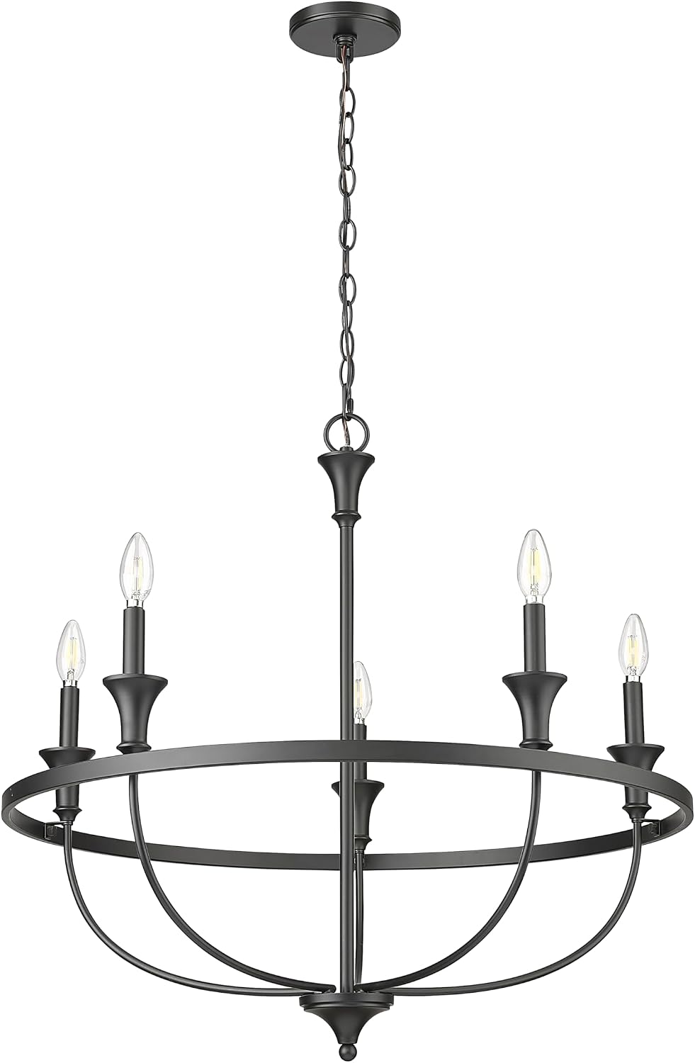 ML Lighting | Emery Collection | 28005-MB | 5 Light Modern Centerpiece Chandelier Ceiling Light in Matte Black Finish | Perfect for Kitchens, Foyers, Hallways, Living Rooms or Entryways