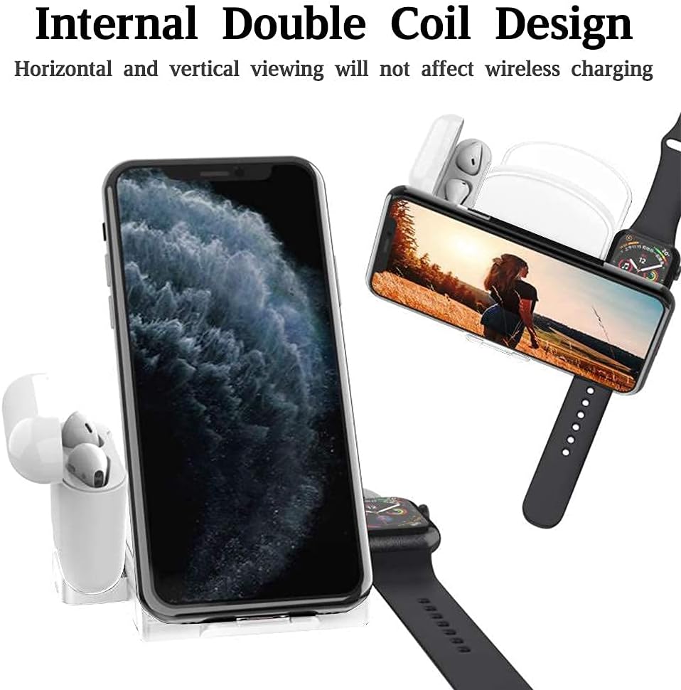 Crаzу Clеаrаnсе Wireless charging station 3 in 1 wireless mobile phone charger white, suitable for Apple Watch, Air pods Pro/2, iPhone 12/11/X that supports wireless charging and other wireless charging mobile phones