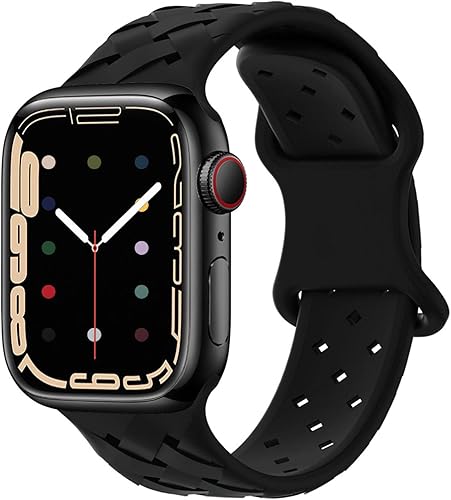 Correas de silicona suaves compatibles con Apple Watch Band de 49/45/44/1.654 in 41/40/1.496 in para mujer y hombre, correa deportiva impermeable y